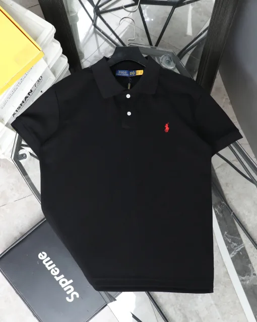 Bestseller Ralph Lauren Kurzarm Schwarz Baumwolle Klassischer Stil