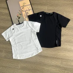 Luxus-Kurzarmhemd Descente, Schwarz, Strick, Atmungsaktive Kollektion