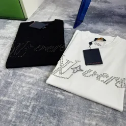 Hochwertiges Louis Vuitton Kurzarmhemd Schwarz Baumwolle Casual Style