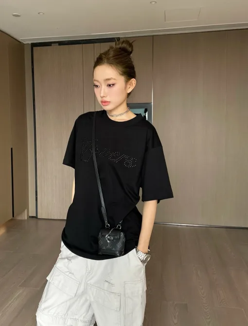Hochwertiges Louis Vuitton Kurzarmhemd Schwarz Baumwolle Casual Kollektion