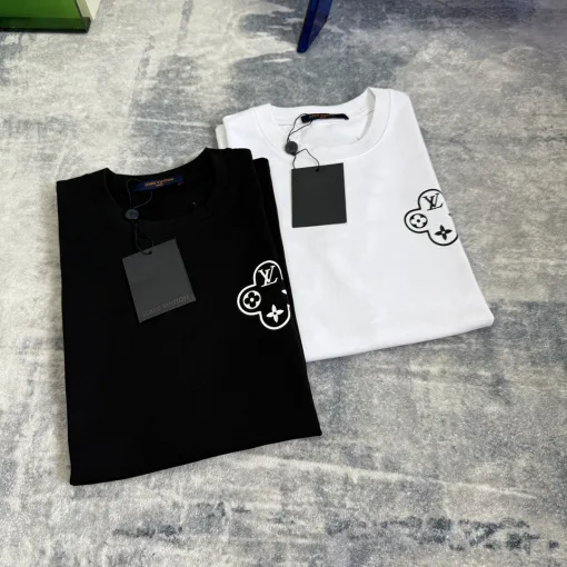 Luxus Louis Vuitton Kurzarm Schwarz Logo Luxus