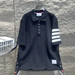 Premium Thom Browne Kurzarmhemd Weiß Classic Collection