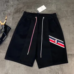 Hochwertige Moncler Shorts aus schwarzer Baumwolle, atmungsaktive Kollektion