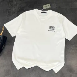 Balenciaga – Kurze Ärmel in Premiumqualität, schwarzer Baumwoll-Logo-Stil