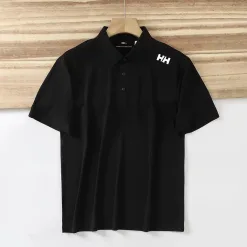 Premium Qualität Helly Hansen Kurzarmhemden Schwarze Seide Casual Kollektion