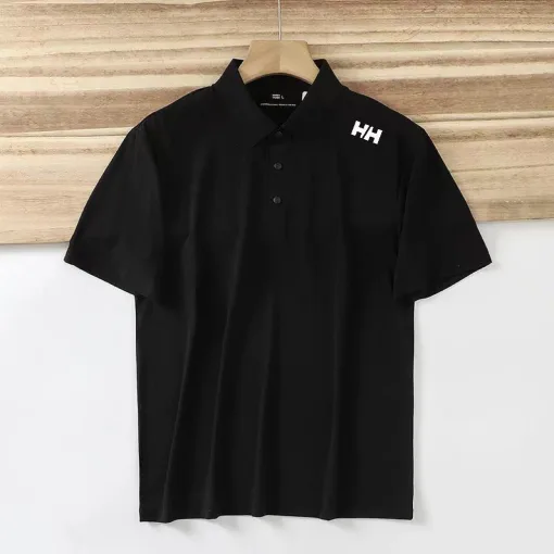 Premium Qualität Helly Hansen Kurzarmhemden Schwarze Seide Casual Kollektion