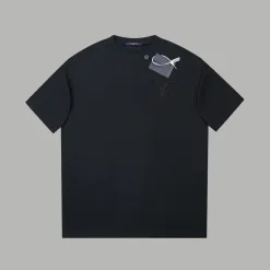 Hochwertiges Louis Vuitton Kurzarm-Logo-Shirt aus schwarzer Baumwolle