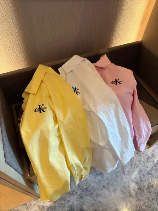 Premium Qualität Calvin Klein Shirt Gelb Baumwolle Logo Luxus