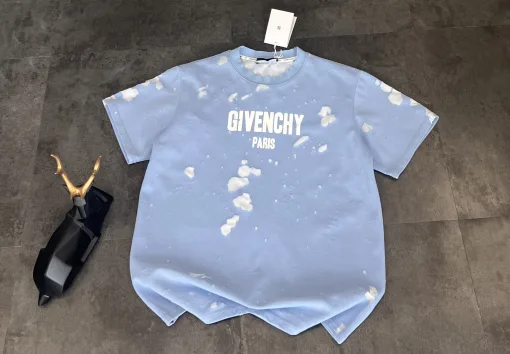 Premium Givenchy Kurzarm Himmelblau Baumwolle Atmungsaktiv Luxus