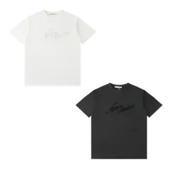 Luxus Acne Studios Kurzarm Schwarz Baumwolle Bestickt Stil