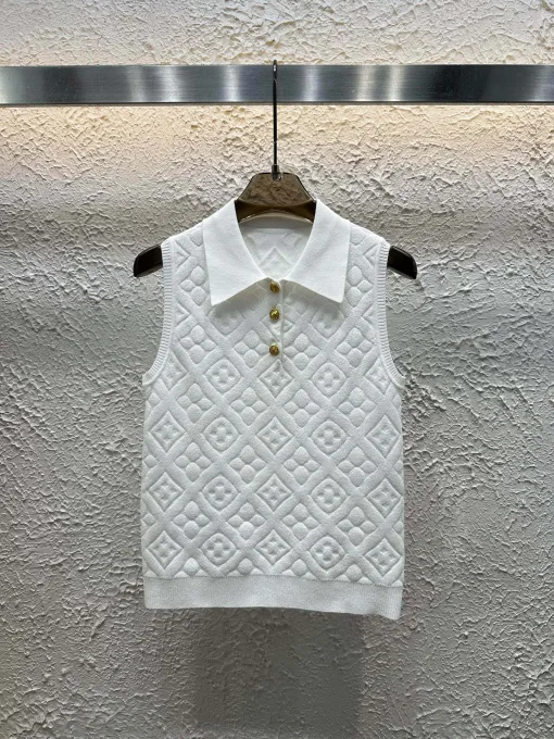 Luxus Louis Vuitton Weste Gold Strick Jacquard Luxus