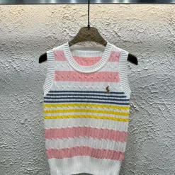 Hochwertige Weste von Ralph Lauren, mehrfarbiger Strick-Stickerei-Stil