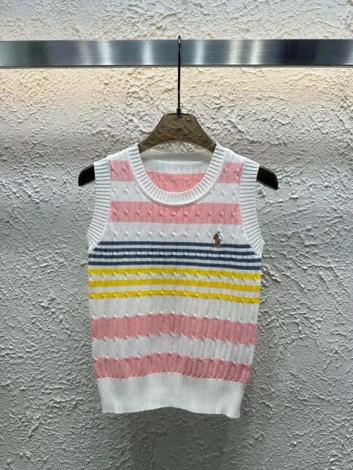 Hochwertige Weste von Ralph Lauren, mehrfarbiger Strick-Stickerei-Stil