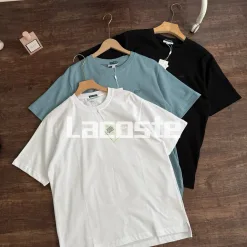 Hochwertiges Lacoste Kurzarmhemd Schwarz Baumwolle Atmungsaktiv Style
