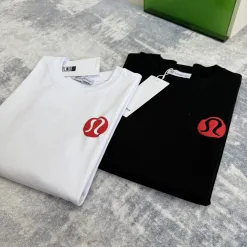Bestseller Lululemon Kurzarm-Logo-Stil aus roter Baumwolle