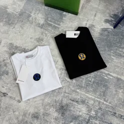 Hochwertiges Lululemon Kurzarm-T-Shirt Blau Baumwolle Logo Luxus