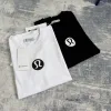 Premium Lululemon Kurzarm-Logo-Kollektion aus schwarzer Baumwolle