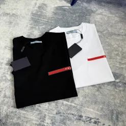 Hochwertige Prada Kurzarm Rot Casual Luxury