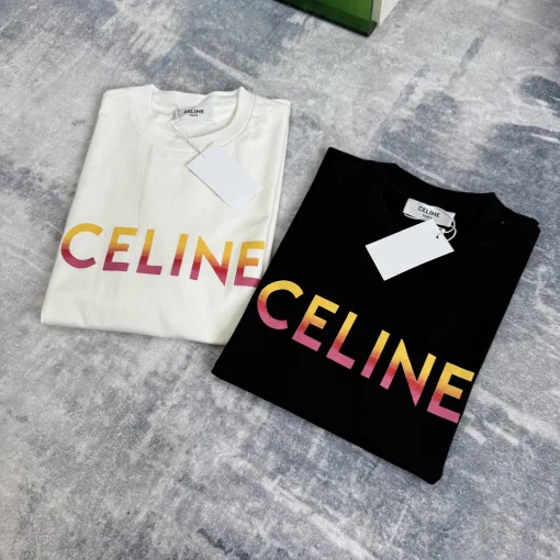 Premium Celine Kurzarm Schwarz Farbverlauf Luxus