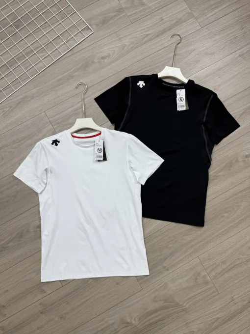 Premium Descente Kurzarmhemden Weiße Baumwolle Logo Kollektion