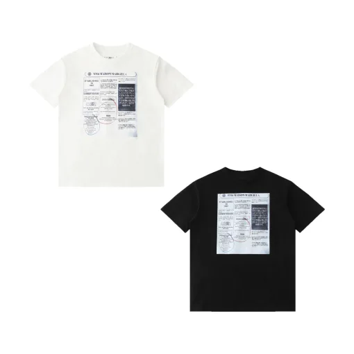 Hochwertiger Margiela Kurzarm-Baumwoll-Print im schwarzen Stil