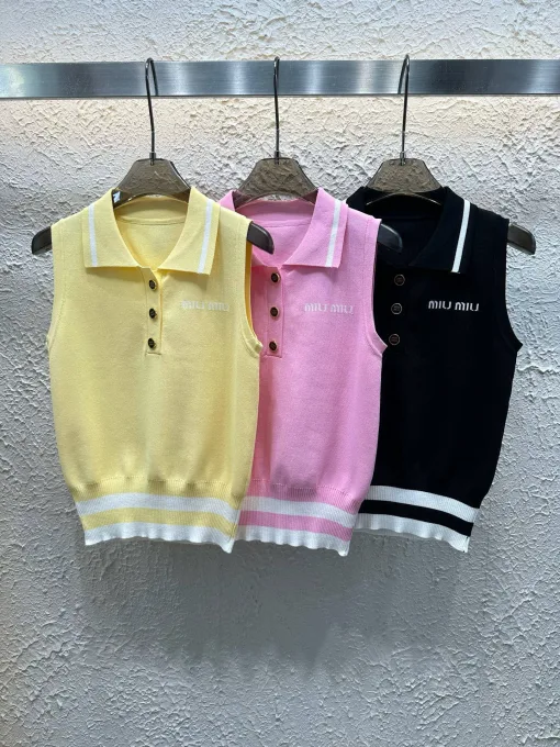Bestseller Miu Miu Weste Gelb Strick Jacquard Luxus