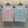 Premium Chanel Weste Pink Strick Gestreifte Kollektion