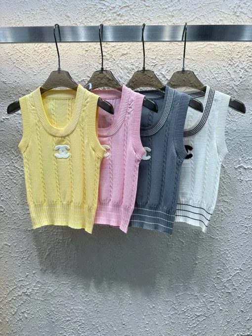Chanel Weste in Premiumqualität, gelb, gestrickt, bestickt, Luxus