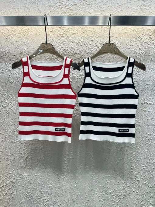 Premium Qualität Miu Miu Weste Rot Strick Logo Luxus