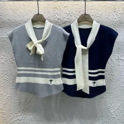 Bestseller Dior Weste Grau Strick Bestickt Stil