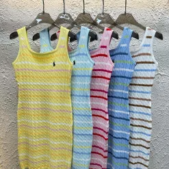 Hochwertige Weste von Ralph Lauren in Gelb, Strick, bestickt