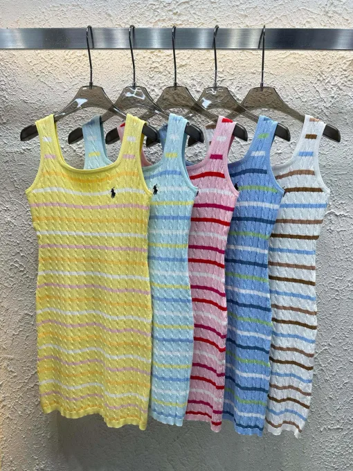 Hochwertige Weste von Ralph Lauren in Gelb, Strick, bestickt