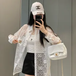 Premium Chanel Hemd Weiß Jacquard Style