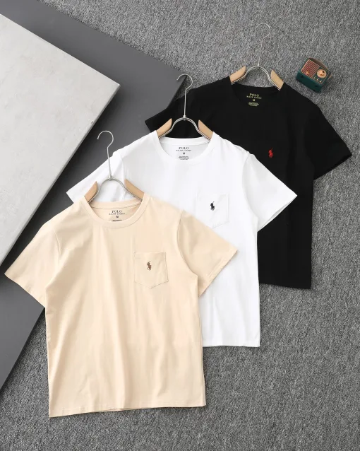 Hochwertiges Ralph Lauren Kurzarm-T-Shirt aus weißer Baumwolle mit Stickerei