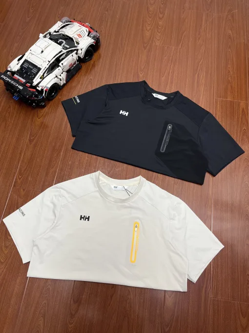 Hochwertiger Helly Hansen Kurzarm Schwarz Baumwolle Atmungsaktiv Stil