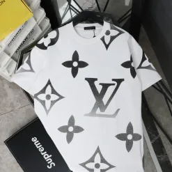 Luxus Louis Vuitton Kurzarmhemd Weißes Leder Classic Collection