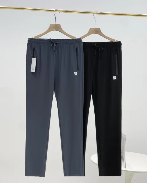 Luxuriöse Freizeithose von Fila aus schwarzer Seide, Casual Collection
