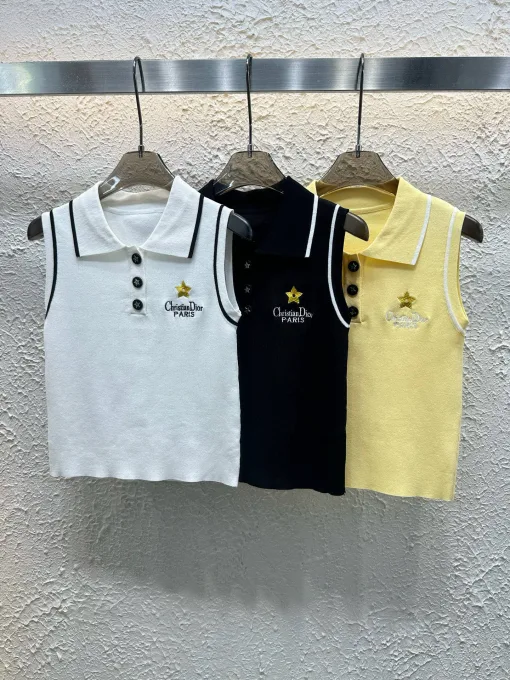 Hochwertige Dior Weste aus weißer Strickstickerei-Kollektion