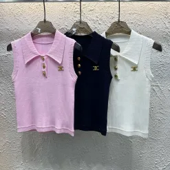 Hochwertige Celine Weste Gold Strickkollektion