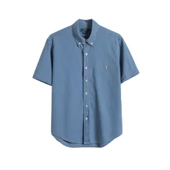 Premium Ralph Lauren Kurzarmhemd Weiß Denim Solid Style