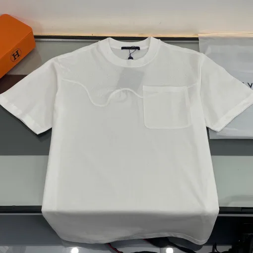 Hochwertiges Louis Vuitton Kurzarmhemd aus weißer Baumwolle im Monogramm-Stil