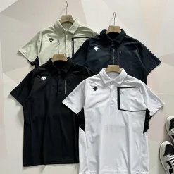 Premium Descente Kurzarm Schwarz Baumwolle Atmungsaktiv Luxus