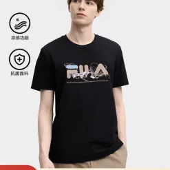 Bestseller: Fila Kurzarm-Kollektion mit schwarzem Baumwolldruck