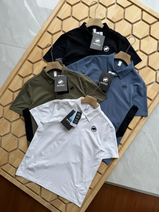 Luxus-Poloshirt Mammoth Schwarz Baumwolle Patchwork Luxus