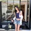 Luxus-Shorts von Chanel aus der bestickten Kollektion aus blauem Denim