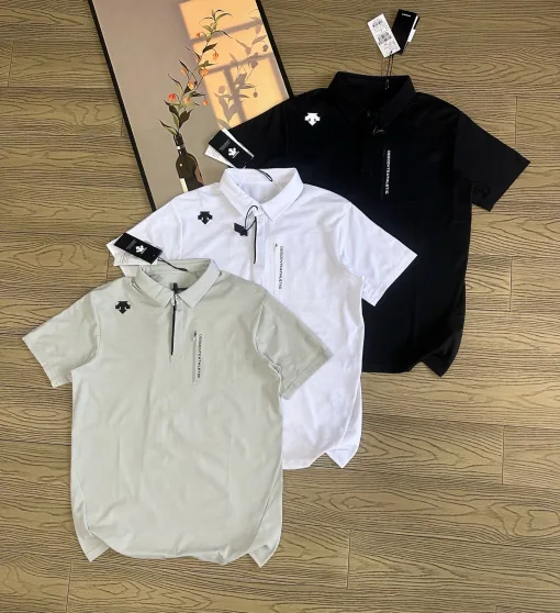 Bestseller Descente Poloshirt Schwarz Polyester Atmungsaktiver Stil