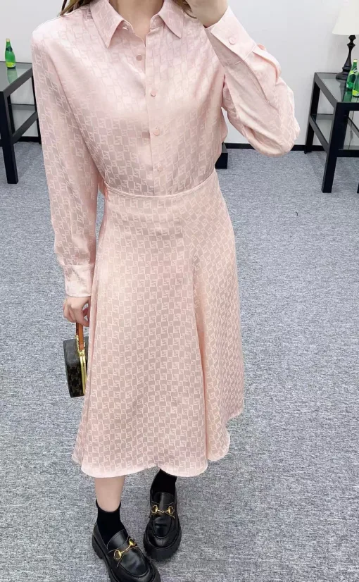 Premium Fendi Hemd Pink Jacquard Kollektion