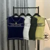 Hochwertige Dior Weste Blaue Strick-Stickerei-Kollektion