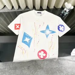 Premium Louis Vuitton Kurzarmhemd Schwarz Baumwolldruck Kollektion