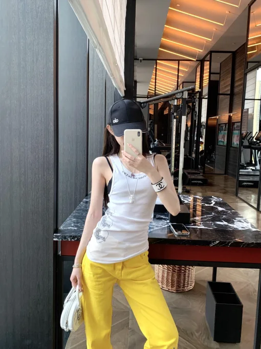 Premium Chrome Hearts Weste im weißen Kalbsleder-Print-Stil